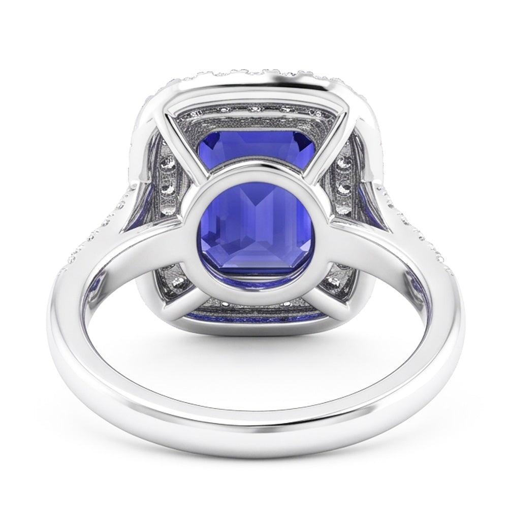 Natural Sapphire Ring 4ct - White Gold 14K