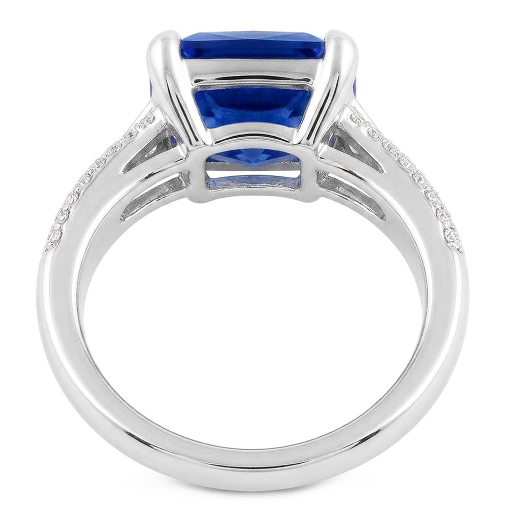 Natural Sapphire Ring 4ct - White Gold 14K