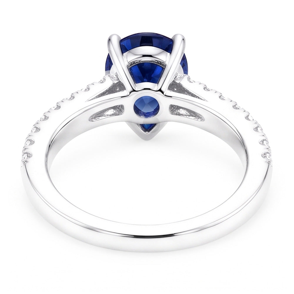 Natural Sapphire Ring 4ct - White Gold 14K