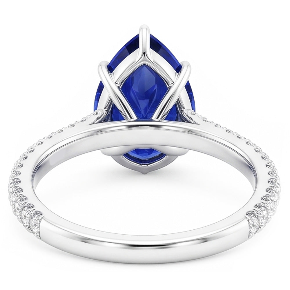 Natural Sapphire Ring 4ct - White Gold 14K