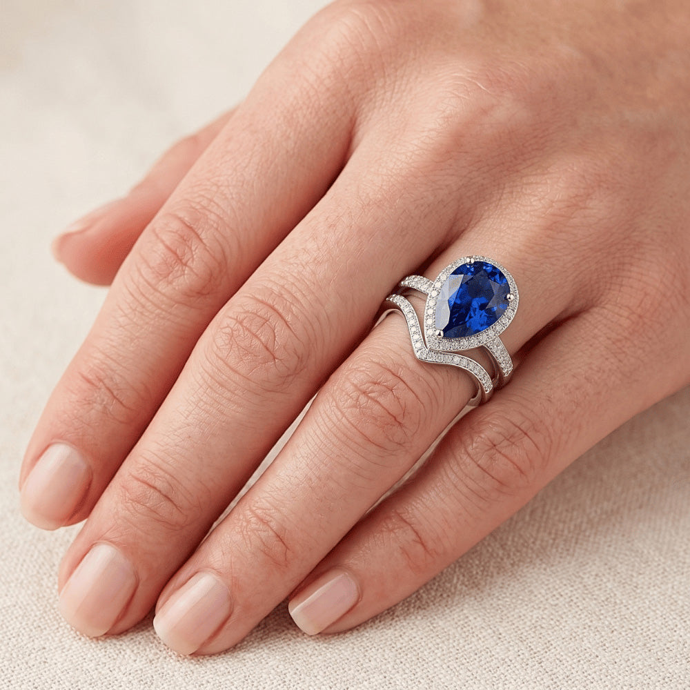 Natural Sapphire Ring 4ct - White Gold 14K
