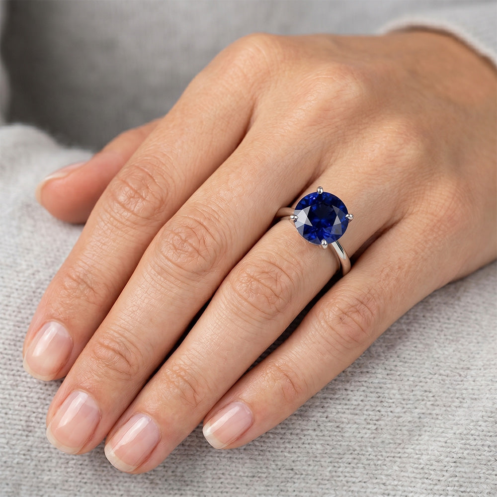 Natural Sapphire Ring 4ct - White Gold 14K