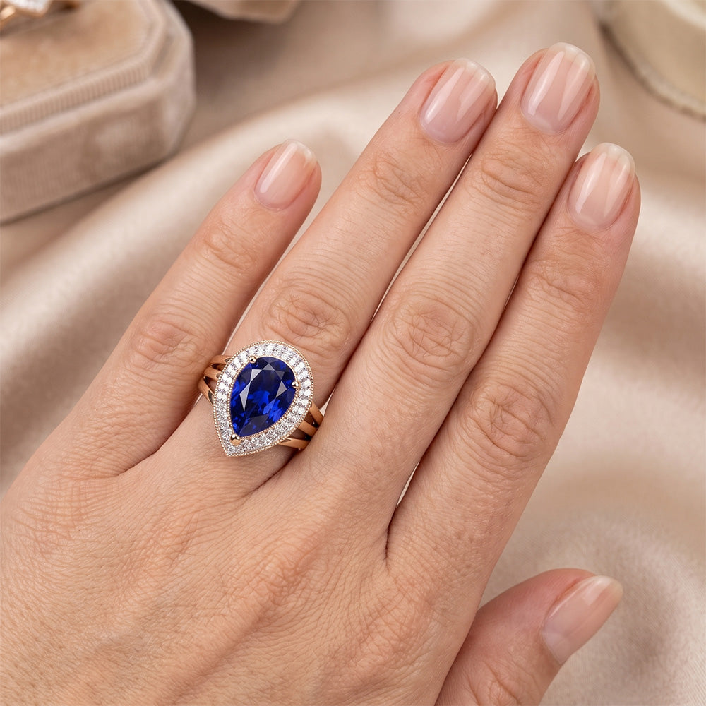 Natural Sapphire Ring 4ct - Yellow Gold 14K