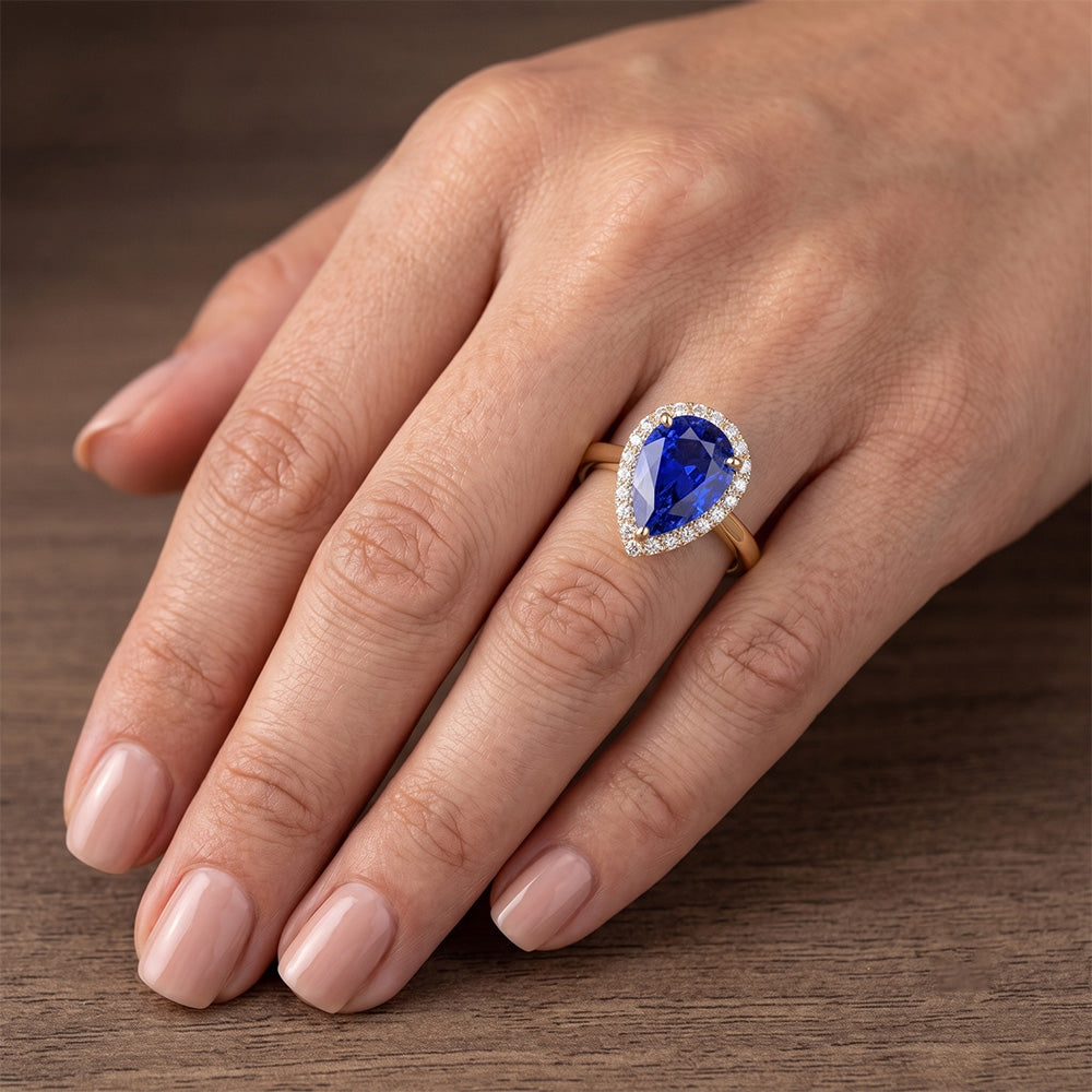 Natural Sapphire Ring 4ct - Yellow Gold 14K