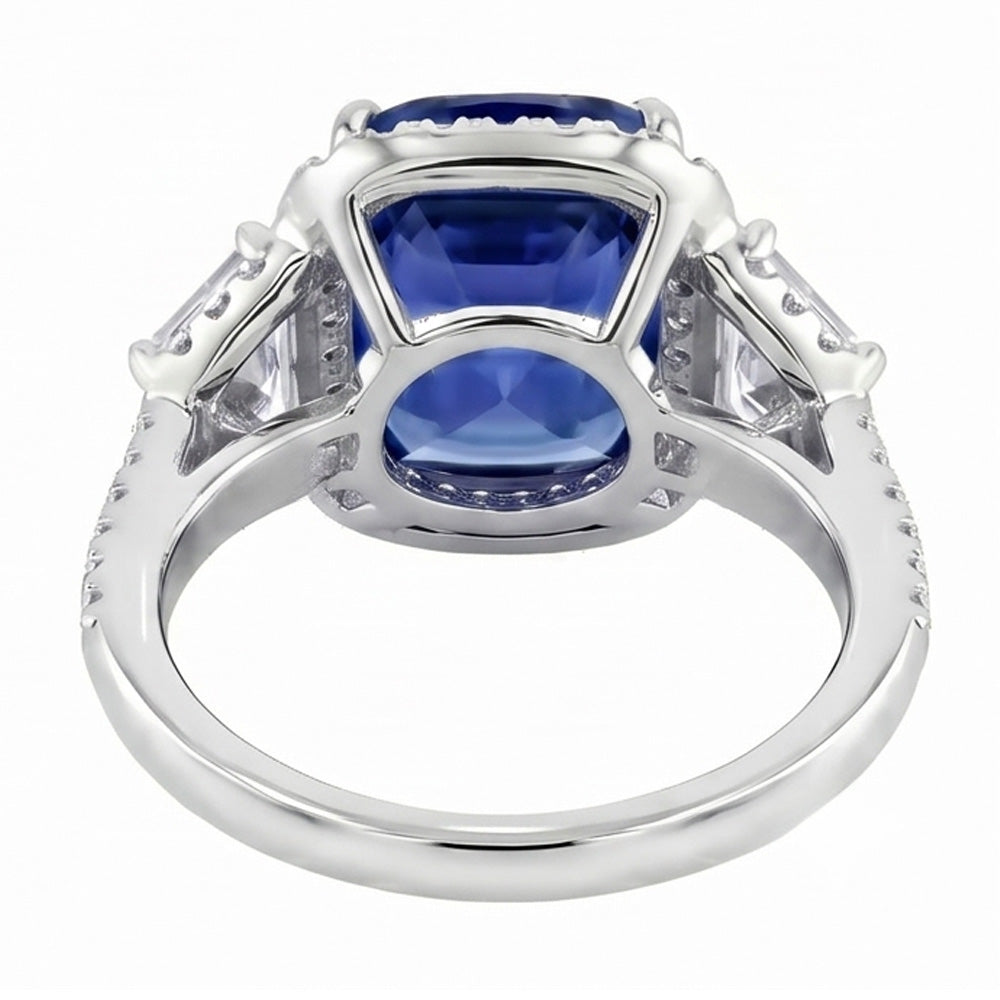 Natural Sapphire Ring 5.50ct - White Gold 14K