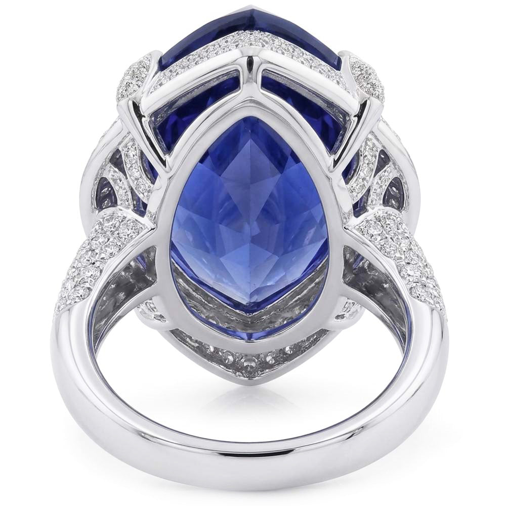 Natural Sapphire Ring 5.50ct - White Gold 14K