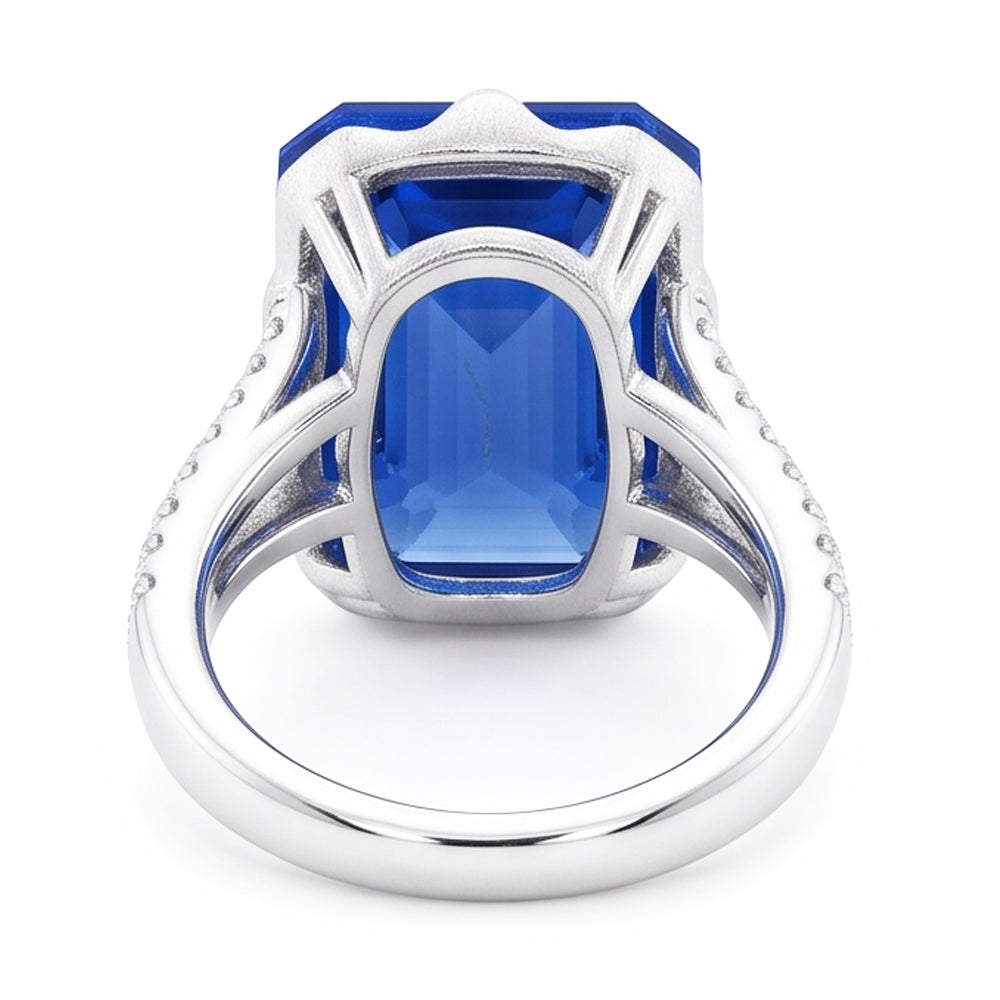 Natural Sapphire Ring 5.50ct - White Gold 14K