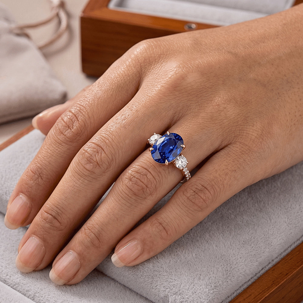 Natural Sapphire Ring 5ct - Rose Gold 14K