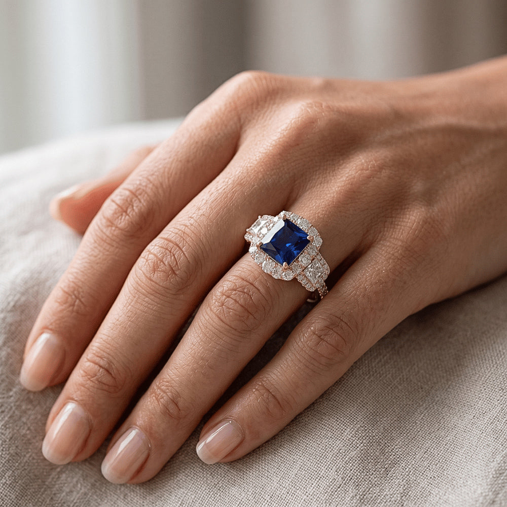 Natural Sapphire Ring 5ct - Rose Gold 14K