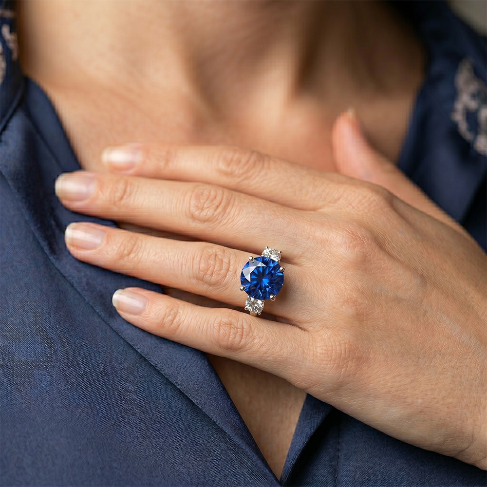 Natural Sapphire Ring 5ct - White Gold 14K