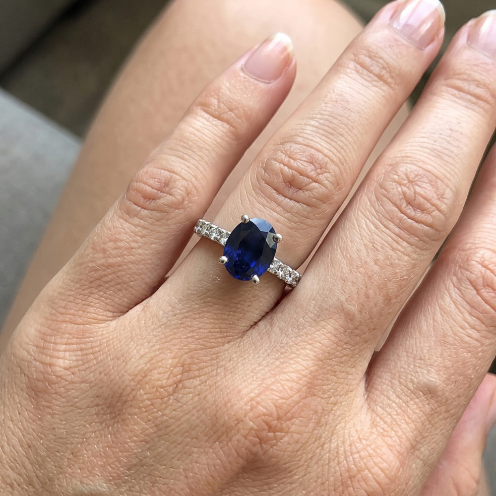Natural Sapphire Ring 5ct - White Gold 14K