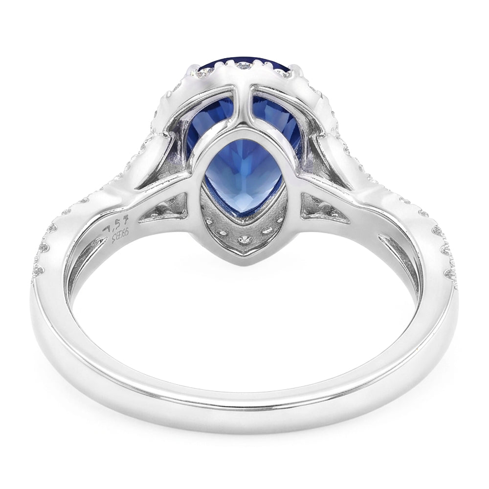 Natural Sapphire Ring 6.50ct - White Gold 14K