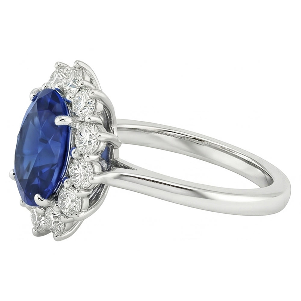 Natural Sapphire Ring 6.50ct - White Gold 14K