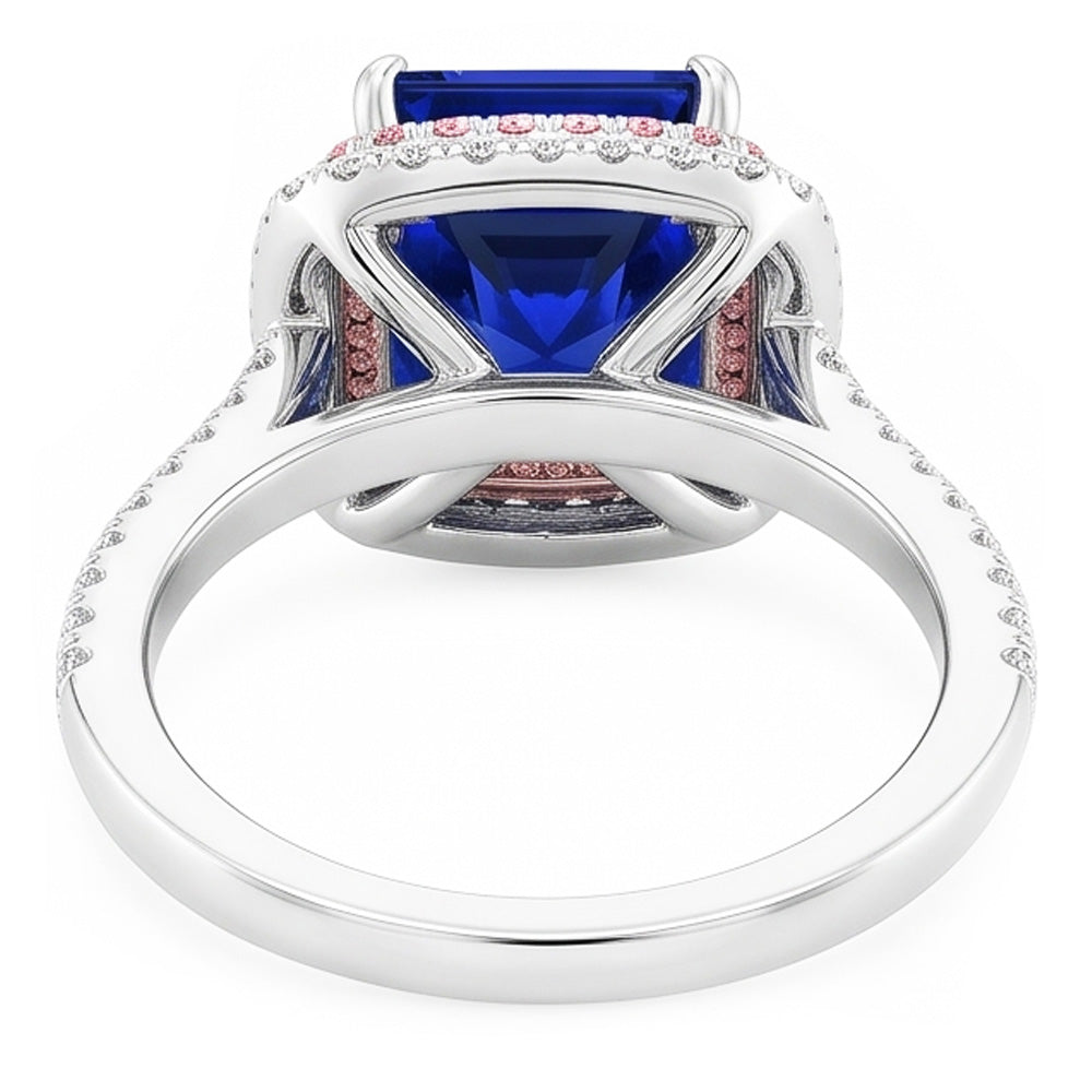Natural Sapphire Ring 6.50ct - White Gold 14K