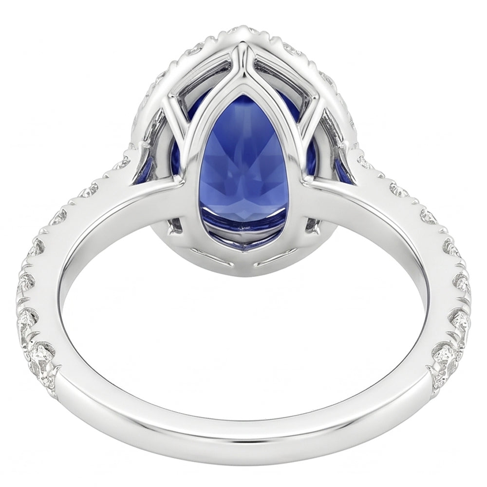 Natural Sapphire Ring 6ct - White Gold 14K