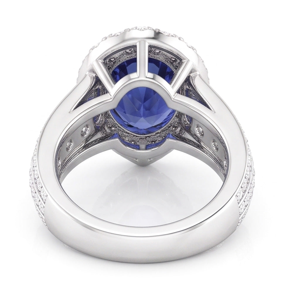 Natural Sapphire Ring 6ct - White Gold 14K