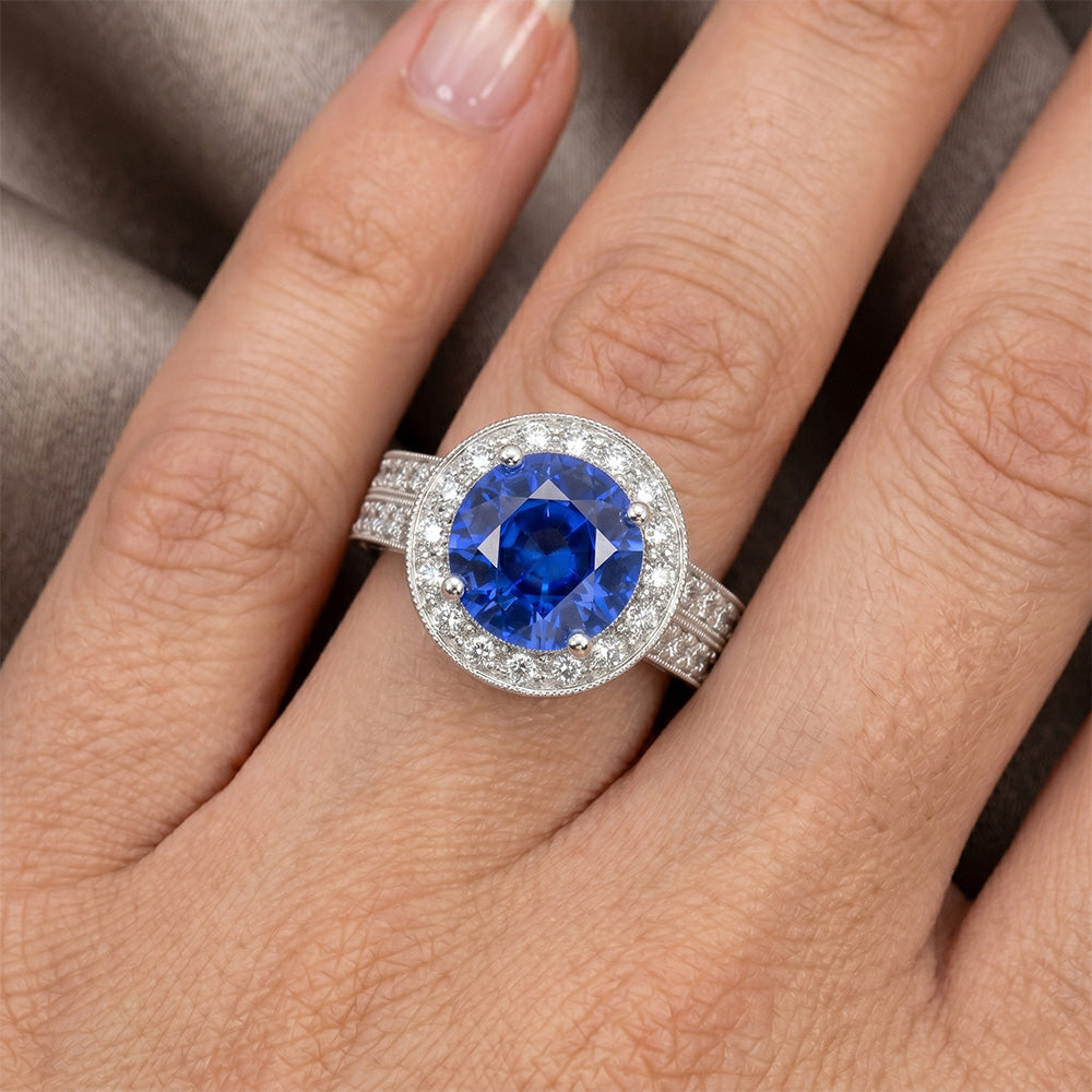 Natural Sapphire Ring 6ct - White Gold 14K