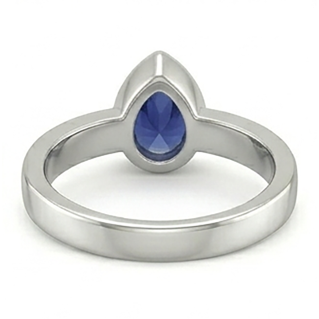 Natural Solitaire Bezel Set Gents Ring Pear Cut Blue Sapphire 2.50 Carats