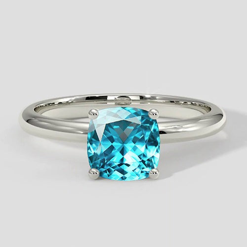 Natural Bluish Paraiba Ring Cushion Cut