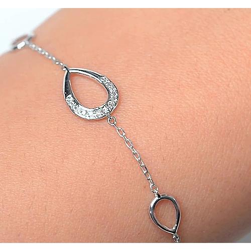 Natural Diamond Ladies Bracelet 1.50 Carats Pear Shape White Gold Jewelry