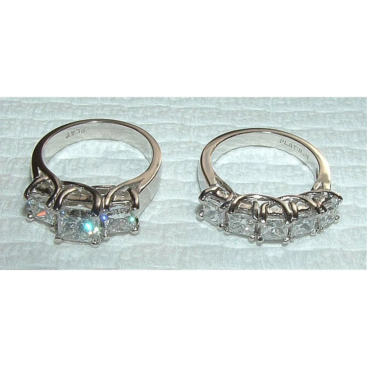 Natural Diamond Ring Engagement Band Set New White Gold 14K