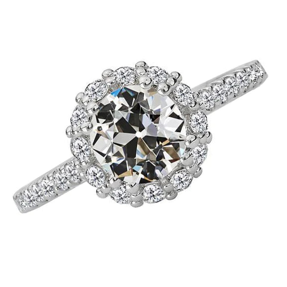 Natural Diamond Round Old Mine Cut Halo Engagement Ring 5.50 Carats White Gold