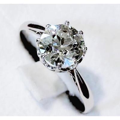 Natural Diamond Solitaire Ring 2.50 Carats Old Mine Classic Women