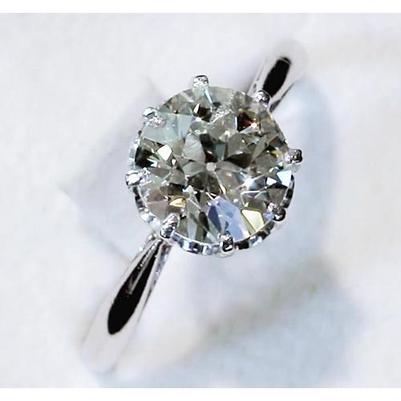 Natural Diamond Solitaire Ring 2.50 Carats Old Mine Classic Jewelry