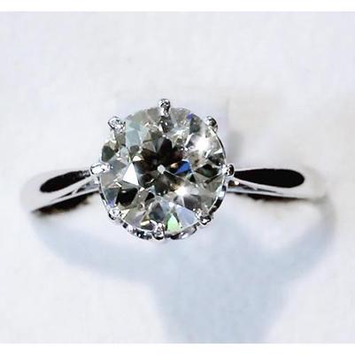 Natural Diamond Solitaire Ring 2.50 Carats Old Mine Classic Women Jewelry