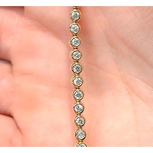 Natural Diamond Tennis Bracelet Women Bezel Set 5 Carats Yellow Gold