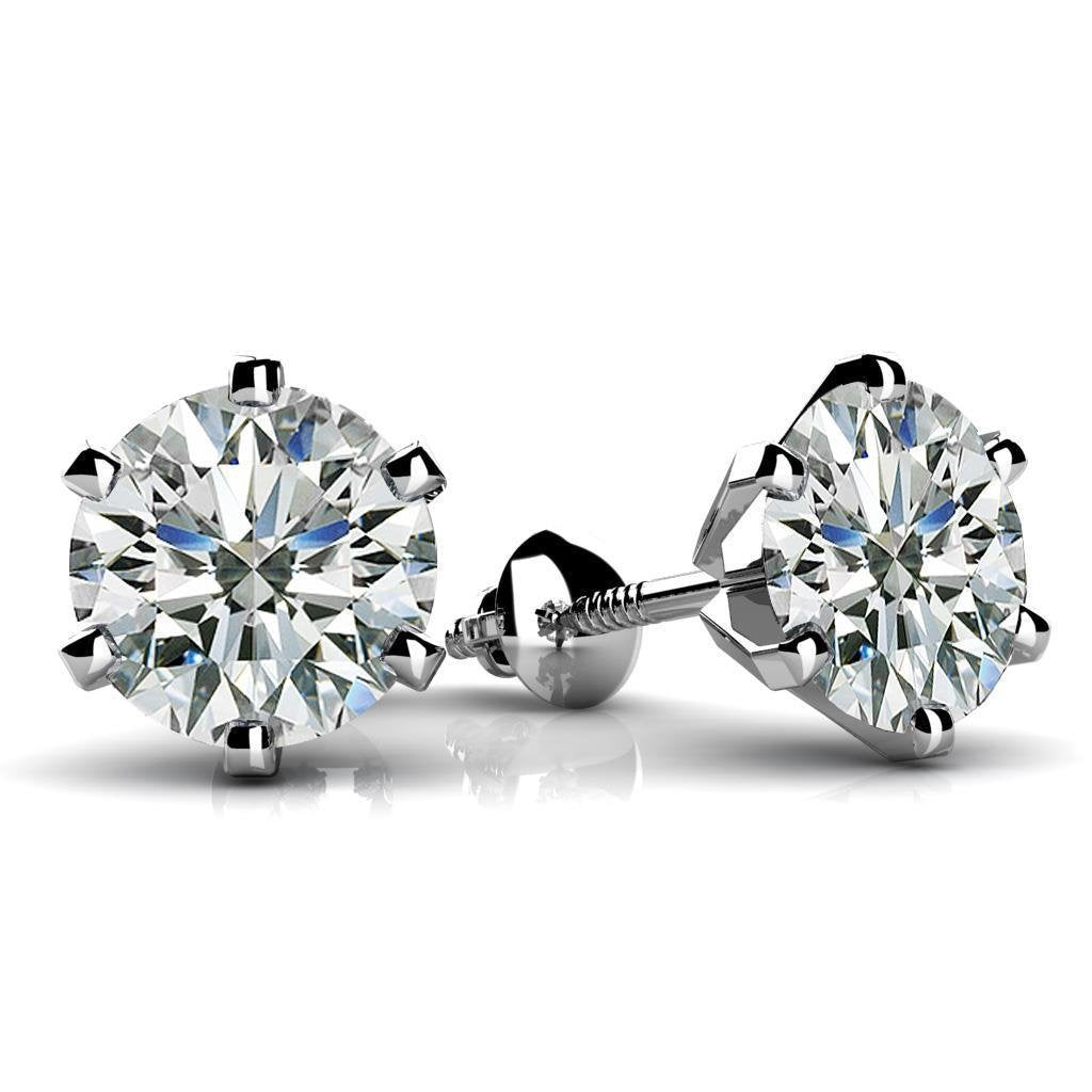 Natural Diamonds Studs Earrings 3.00 Carats White Gold 14K