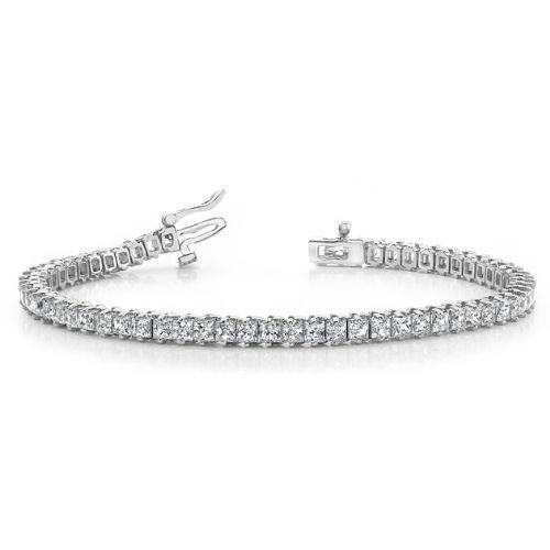 Natural Diamonds Tennis Bracelet White Gold Princess Cut Sparkling 7.20 Ct