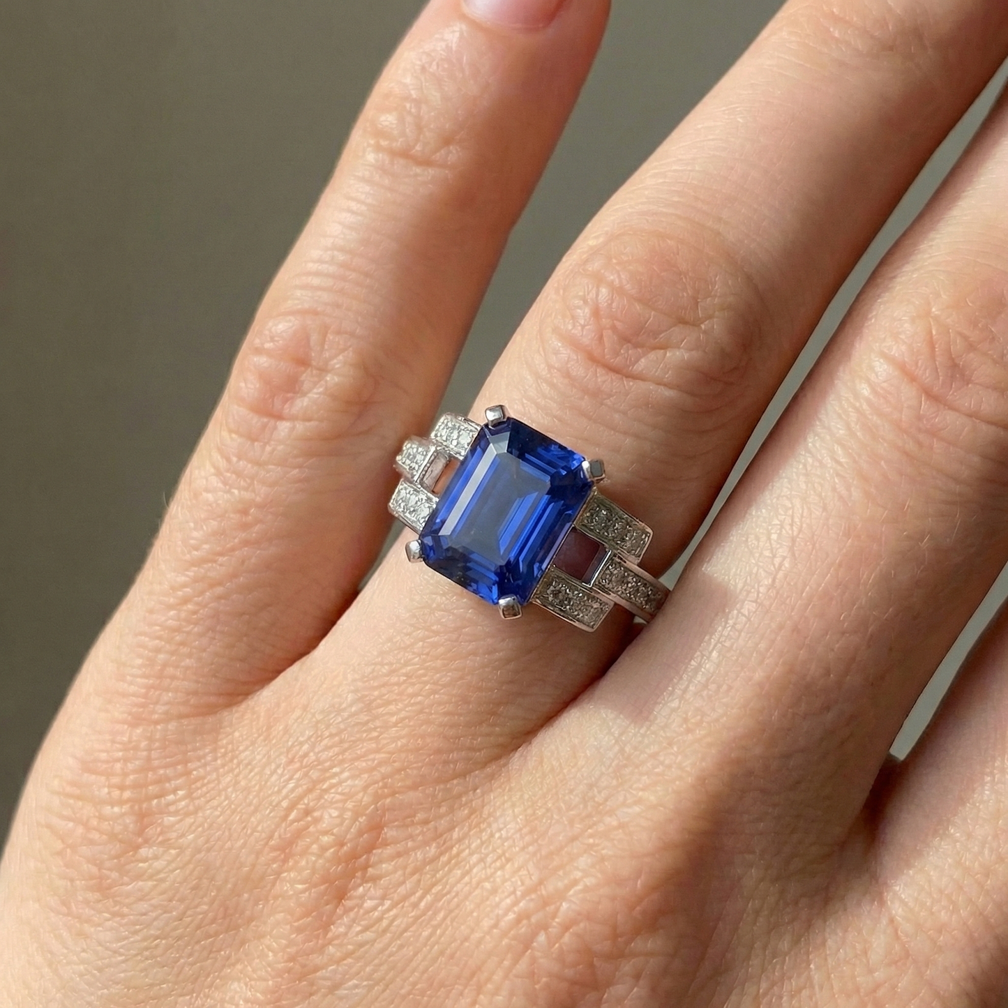Natural Earth Mined Diamond ( Not Lab Grown ) Engagement Ring Emerald Sri Lankan Sapphire 4 Carats