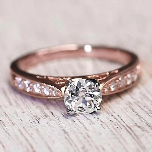Natural Engagement Ring 14K Rose Gold