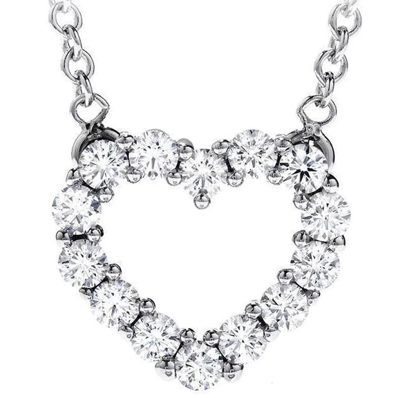 Natural Heart Shape Pendant Necklace 2.80 Ct. Round Cut Diamonds Gold White