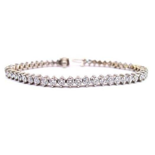 Natural Round Cut 5 Carats Diamonds Tennis Bracelet WG 14K