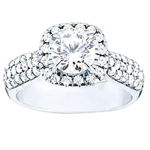 Natural Round Diamond Halo Engagement Ring White Gold 2.25 Carats Jewelry