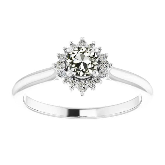 Natural Round Old Cut Diamond Halo Ring Star Style Ladies Jewelry 2 Carats