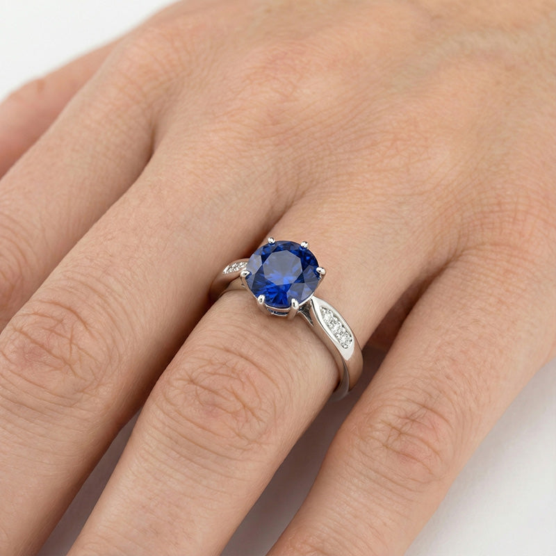 Natural Sapphire Ring 1.80ct - White Gold 14K
