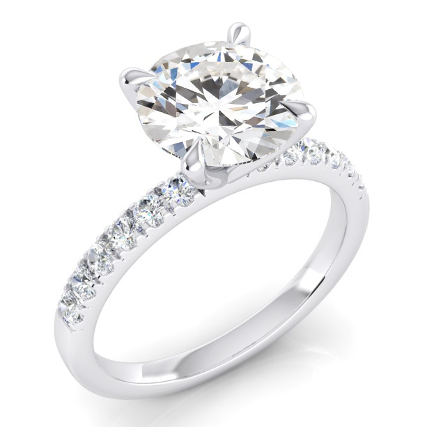 Natural Diamond Engagement Ring 2.50 Carats Round Diamonds White Gold 14K