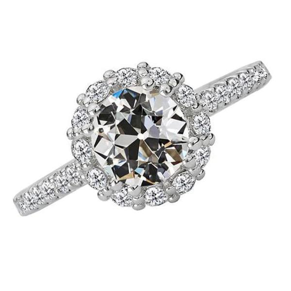 Natural Diamond Round Old Mine Cut Halo Engagement Ring 5.50 Carats White Gold