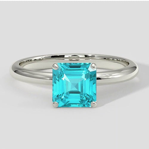 Neon Blue Paraiba Solitaire Ring
