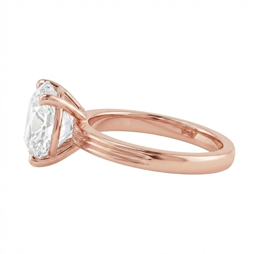 Old Mine Cut Genuine Natural Earth Mined Diamond ( Not Lab Grown ) Solitaire Ring 5 Carats Rose Gold Jewelry