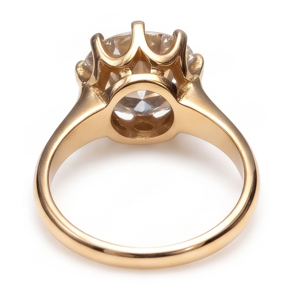 Old Miner Solitaire Real Natural Earth Mined Diamond ( Not Lab Grown ) Wedding Ring 3 Carats Yellow Gold 14K