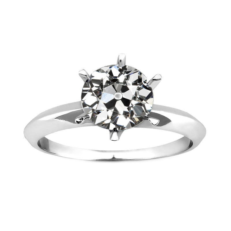Earth-Mined Brilliant Diamond Single Stone Ring 2 ct 14K White Gold – main view