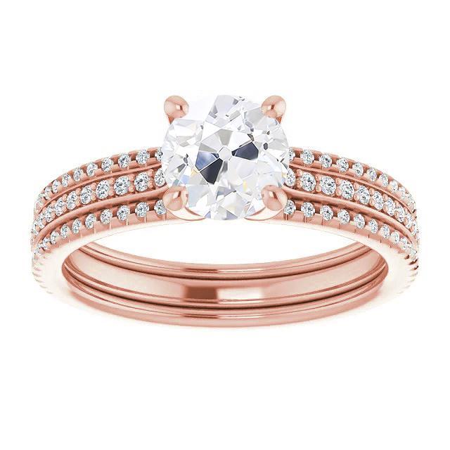 Old Cut Genuine Diamond Wedding Ring Set With Band 6.50 Carats Gold 14K