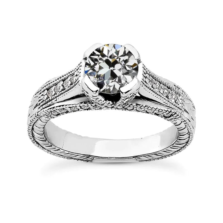 Old Cut Natural Diamond Engagement Ring Antique Style 3.25 Carats