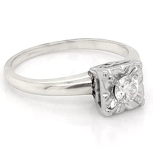 Old European Real Diamond Solitaire Ring 0.75 Carats 4 Prong Set Women Jewelry