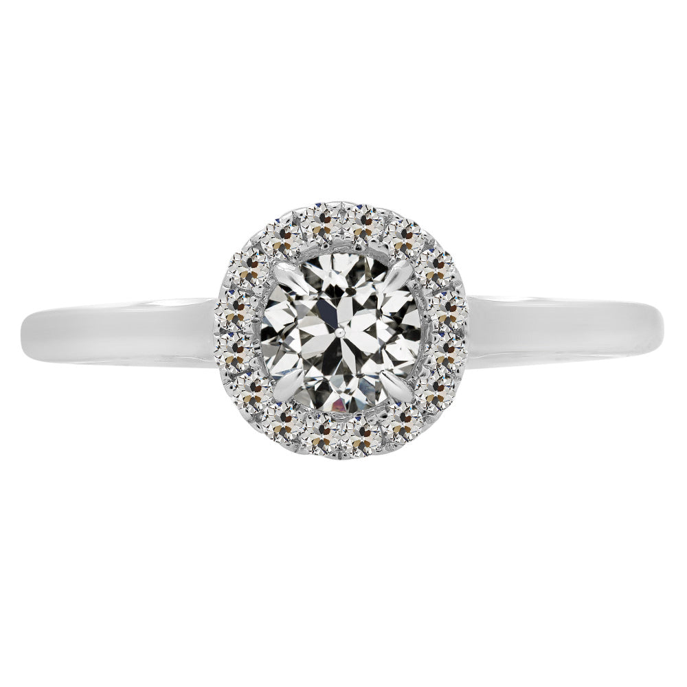 Diamond Antique Cushion Halo Engagement Ring in 14 Karat White Gold – main view