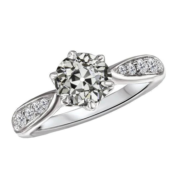 Old Miner Natural Diamond Women's Ring 6 Prong Set Tapered Shank 3.50 Carats
